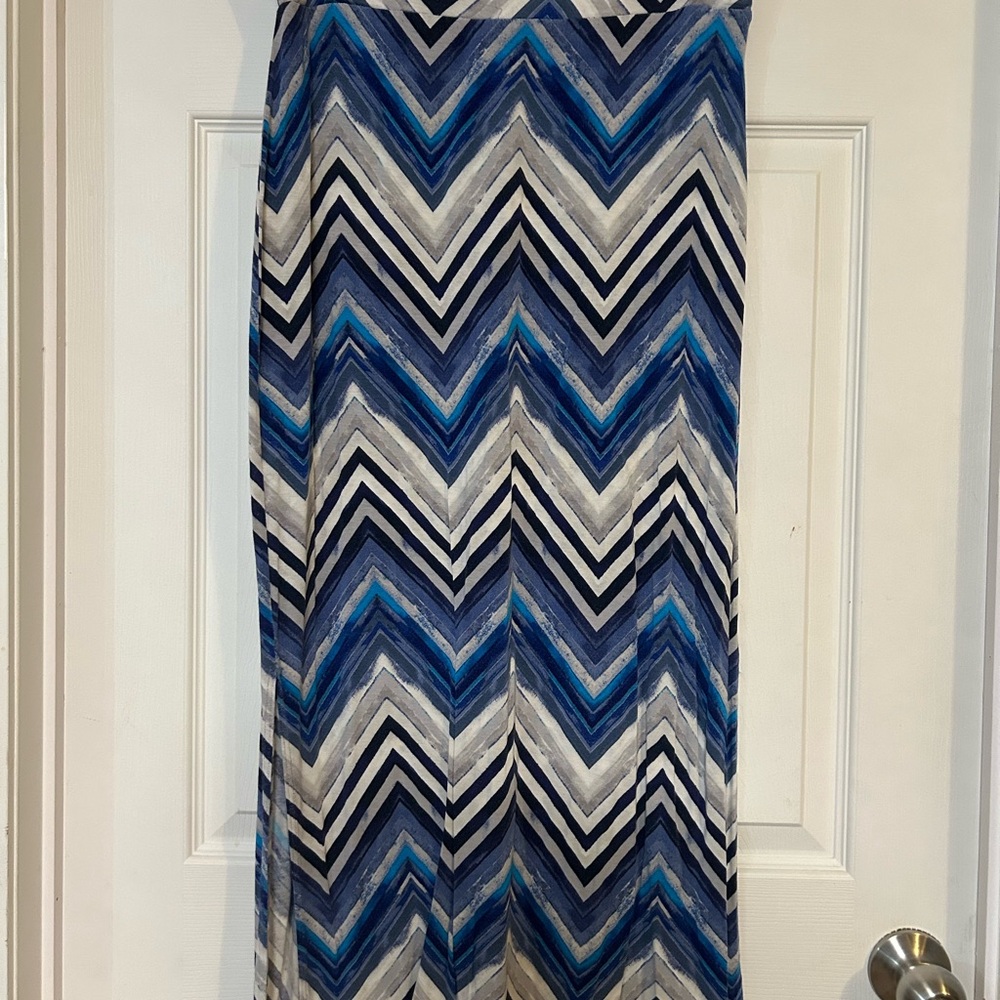 a.n.a Chevron Maxi Skirt in Blue and Gray